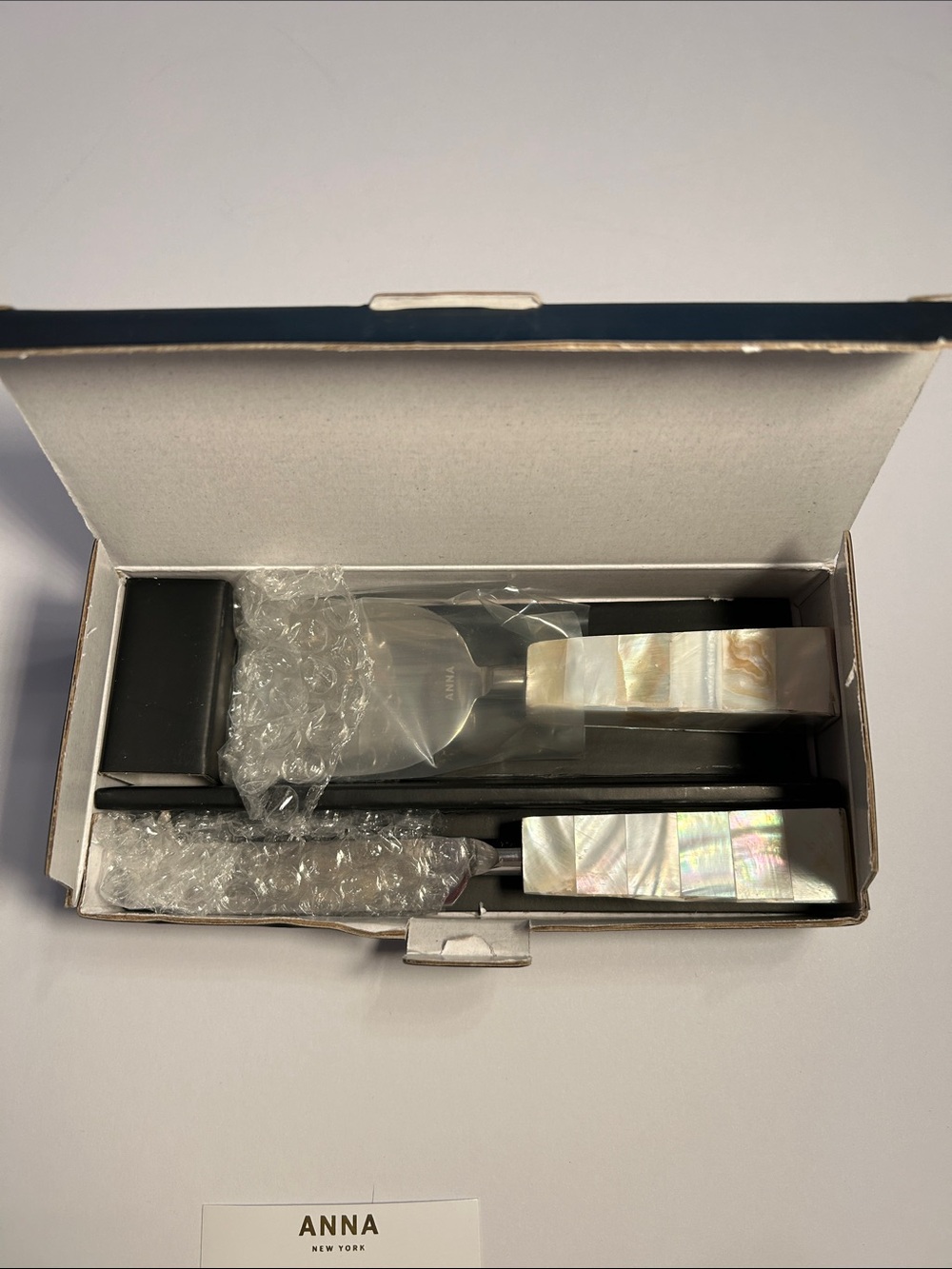 Lux Mother  of Pearl cheese knives - set of 2 NIB!